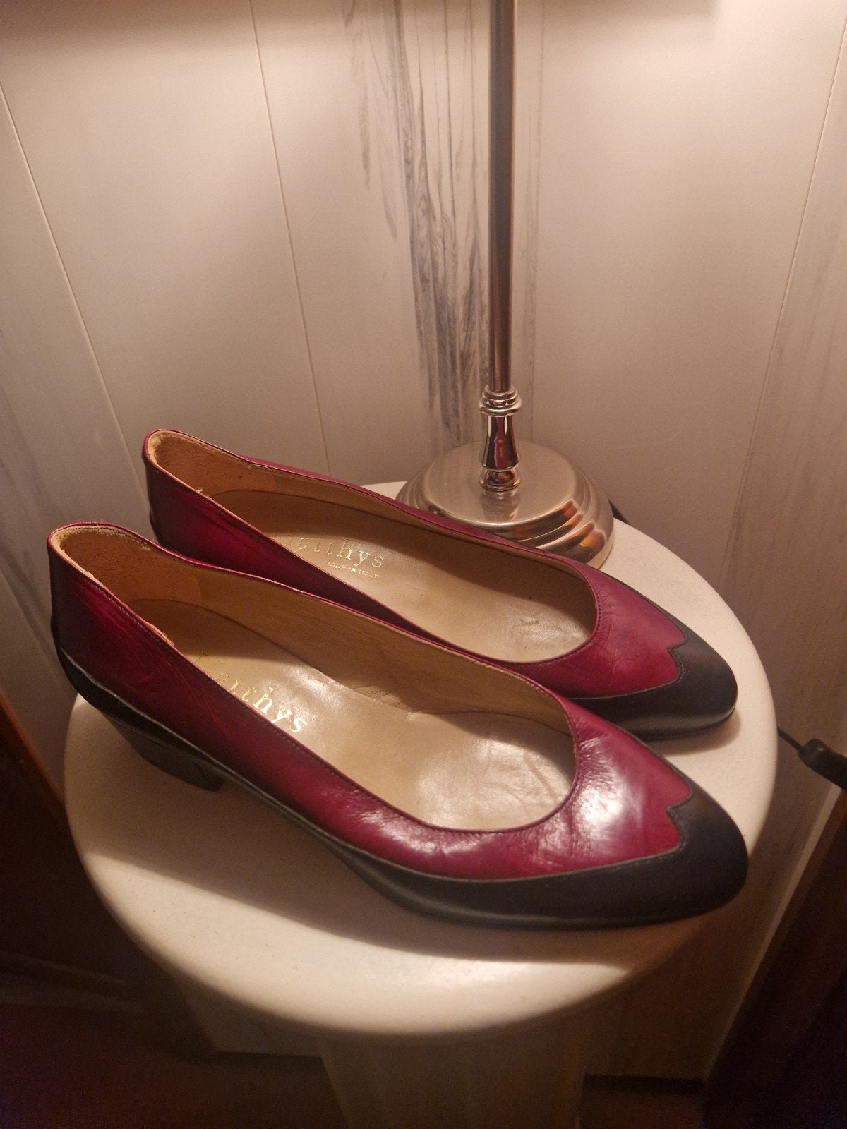 vintage bordeauxrode zwarte leren pumps , matthys, Kleding | Dames, Schoenen, Ophalen