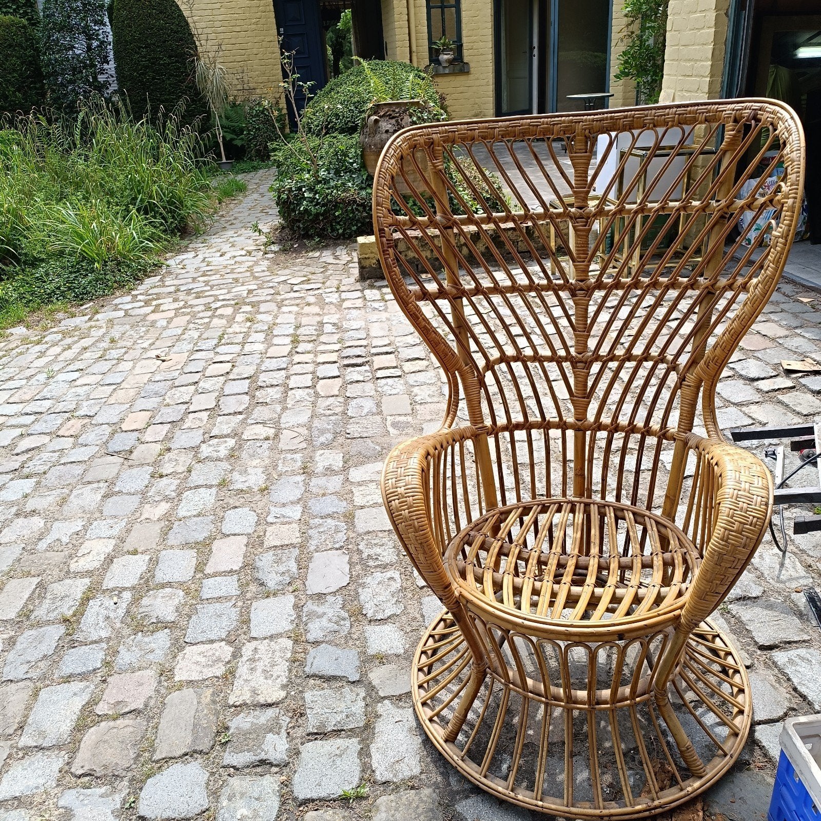 Rotan pauwstoel / Peacock chair – boho vintage, Ophalen, Rotan