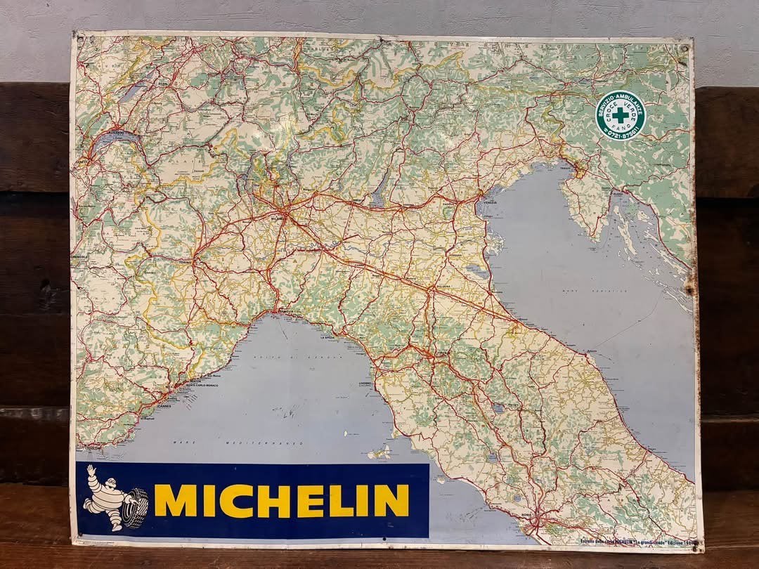 Plaque publicitaire Michelin carte Nord Italie, Antiek en Kunst, Ophalen
