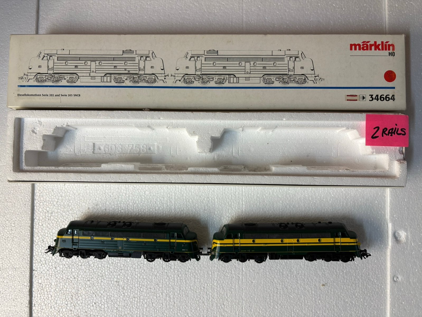 Märklin HO 34664 SNCB/NMBS Diesel Locos Series 202 & 203, Enlèvement ou Envoi, Rails, Comme neuf, Courant continu