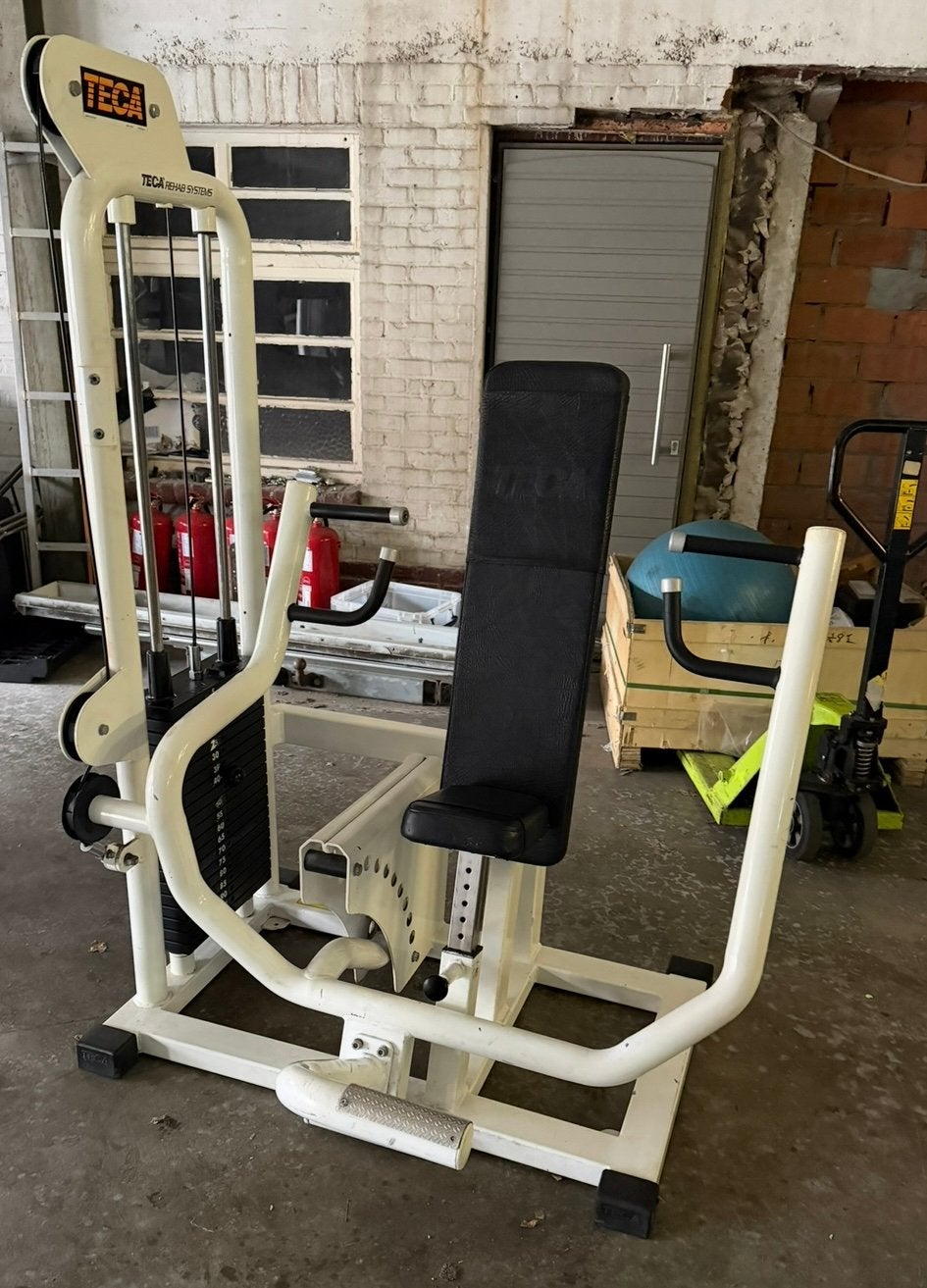 CHEST PRESS TECA 100 KG RUBBER COAT BLOCK, Sport en Fitness, Fitnessmaterialen, Gebruikt, Ophalen