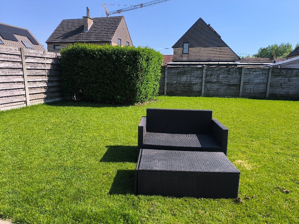 Tuinset - Zetel + voetenbank, Gebruikt, Bank, Wicker, Tuinset