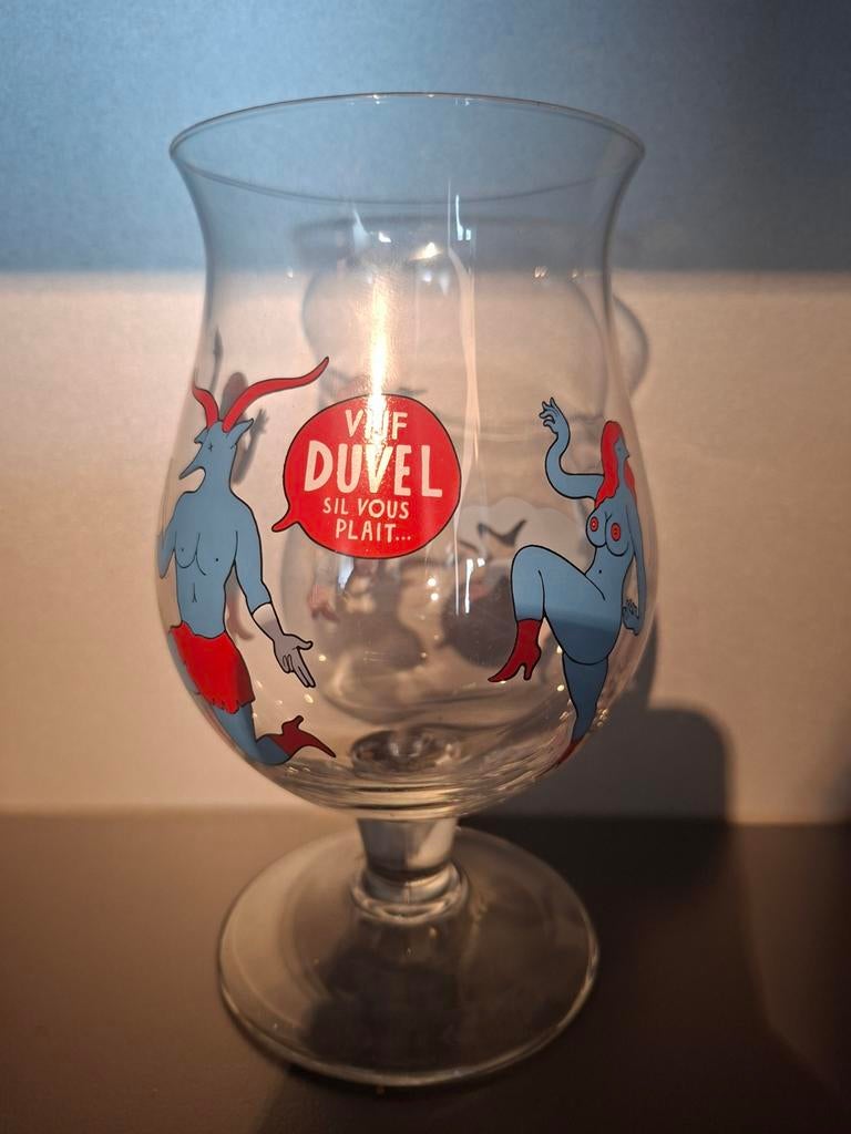 Duvel glas piet parra witte binnenkant, Ophalen of Verzenden, Duvel