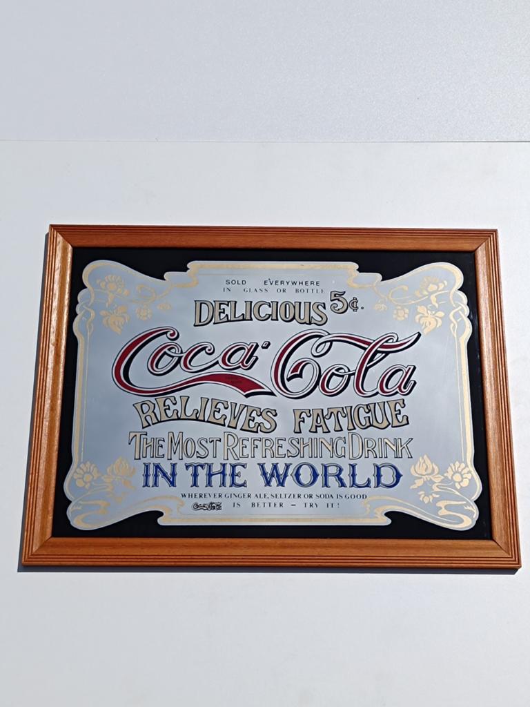 Coca Cola Delicious 5¢ vintage spiegel, Enlèvement ou Envoi