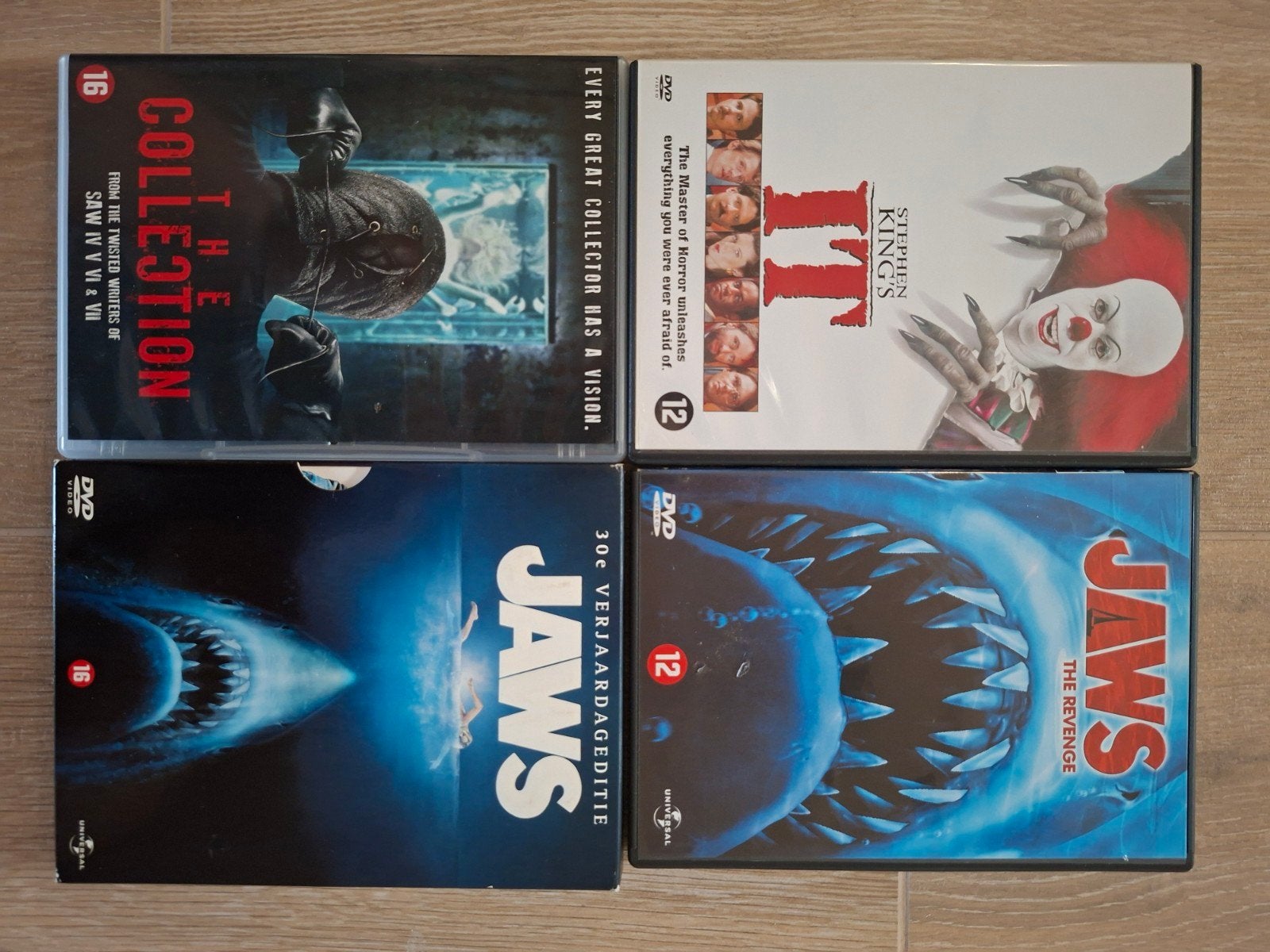 Set van 4 Horror & Thriller DVD's (o.a. Jaws 30th Anniversar, Ophalen