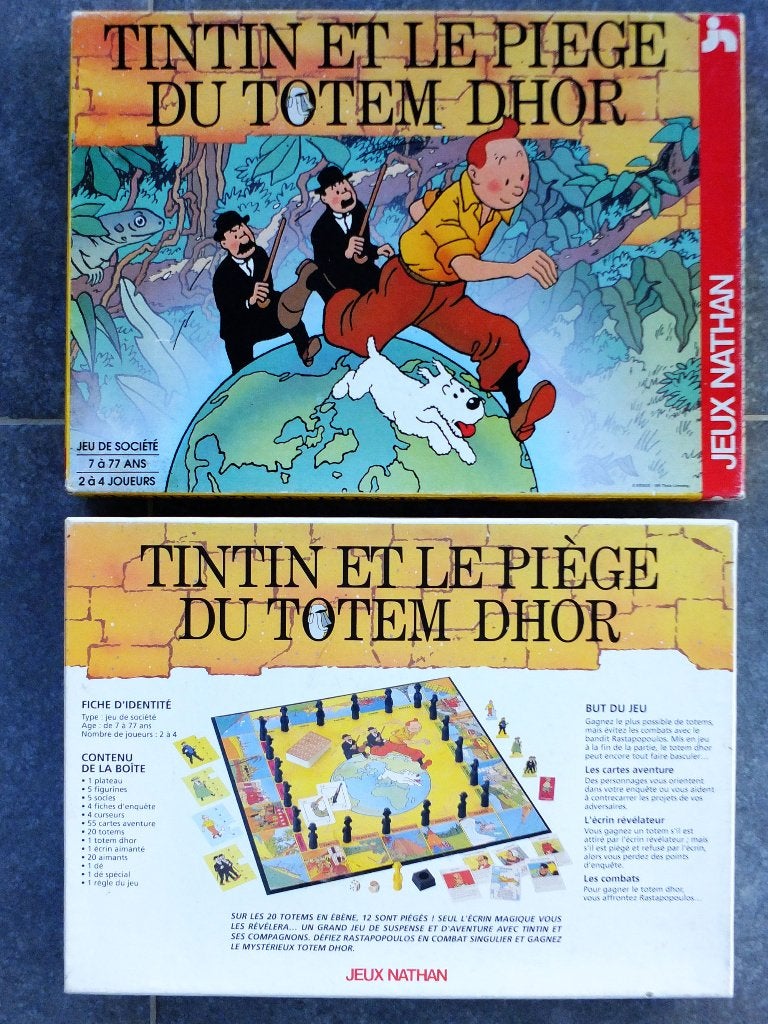 Tintin et le piège du totem Dhor, jeu de plateau, Nathan, 1 ou 2 joueurs, Enlèvement ou Envoi, Utilisé, Nathan