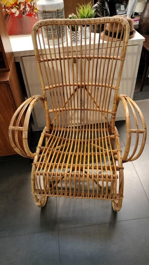 Vintage Rohè Noordwolde rotan lounge stoel, Ophalen