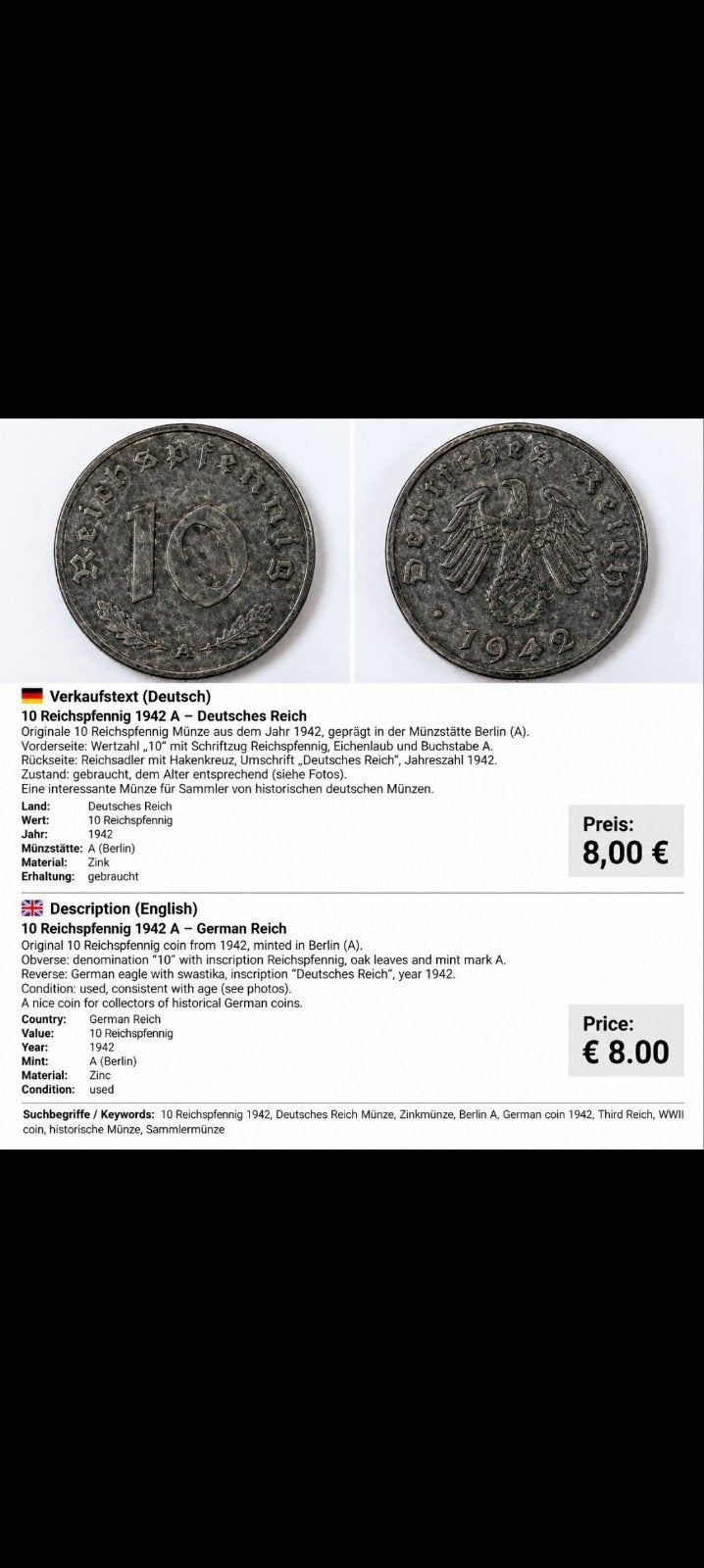 munt reichspfenning, Ophalen of Verzenden