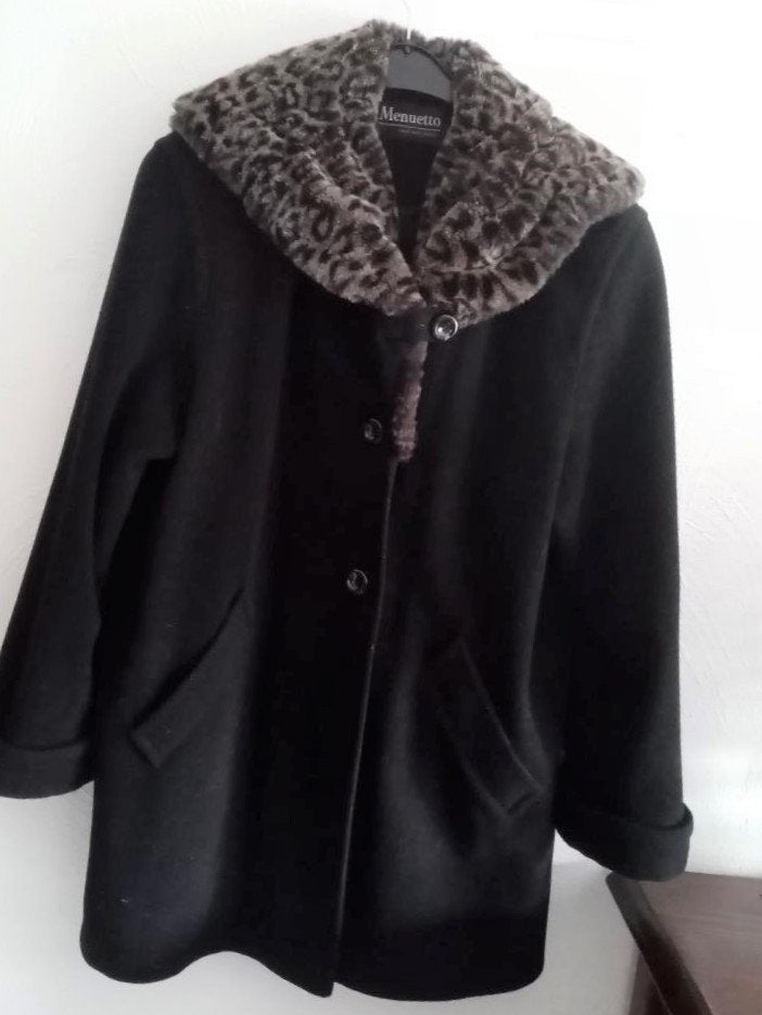 Menuetto : wollen / kasjmier jas duffelcoat winterjas mt L, Enlèvement ou Envoi, Comme neuf, Noir, Menuetto