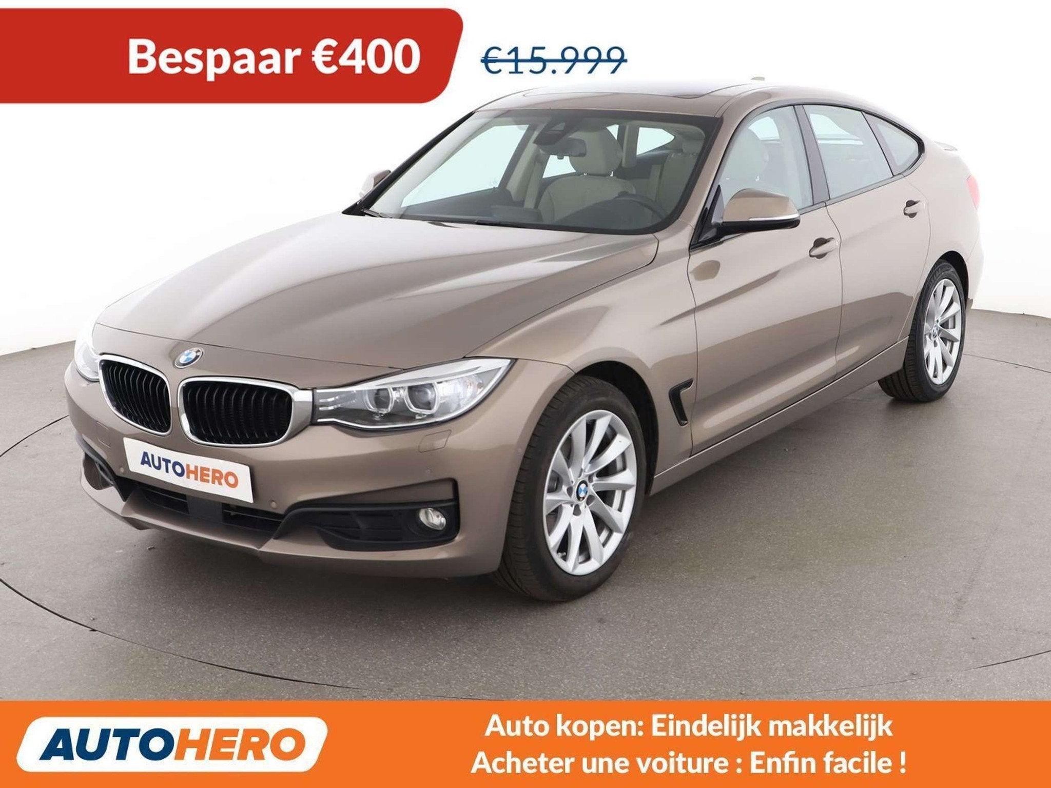 BMW 3 Serie 320 320d GT xDrive Advantage (bj 2016), Auto's, Automaat, Beige, 124 g/km, Geel
