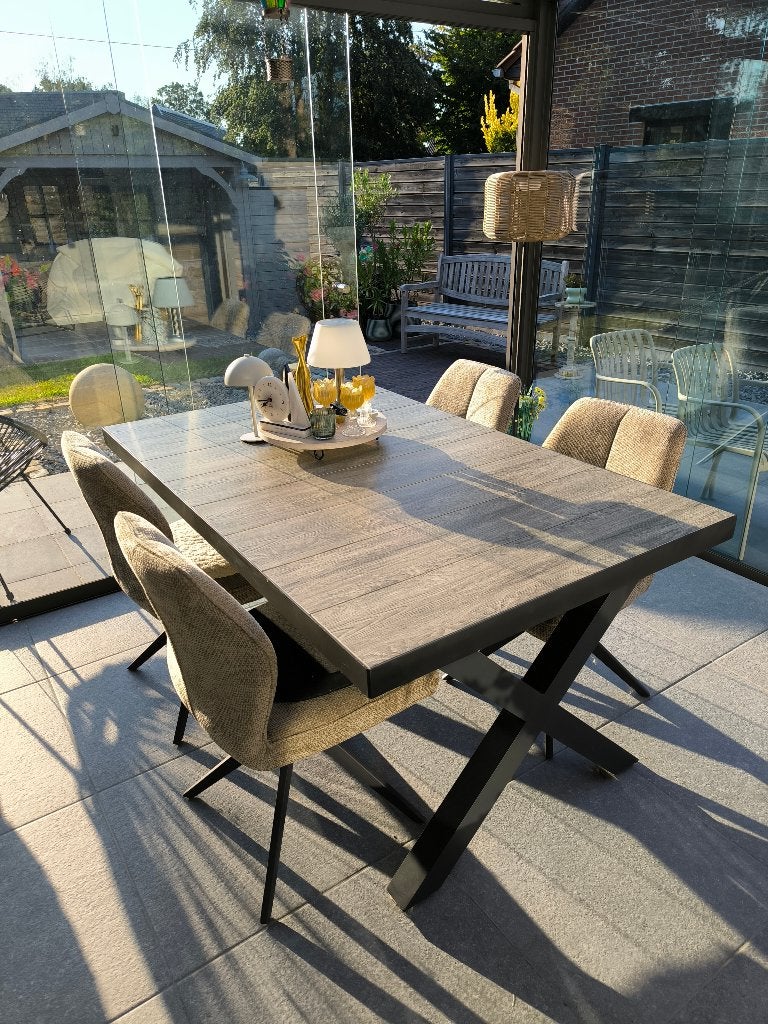 Terras tafel 1m x 1,63m, Tuin en Terras, Tuintafels, Ophalen, Zo goed als nieuw, Rechthoekig, Aluminium
