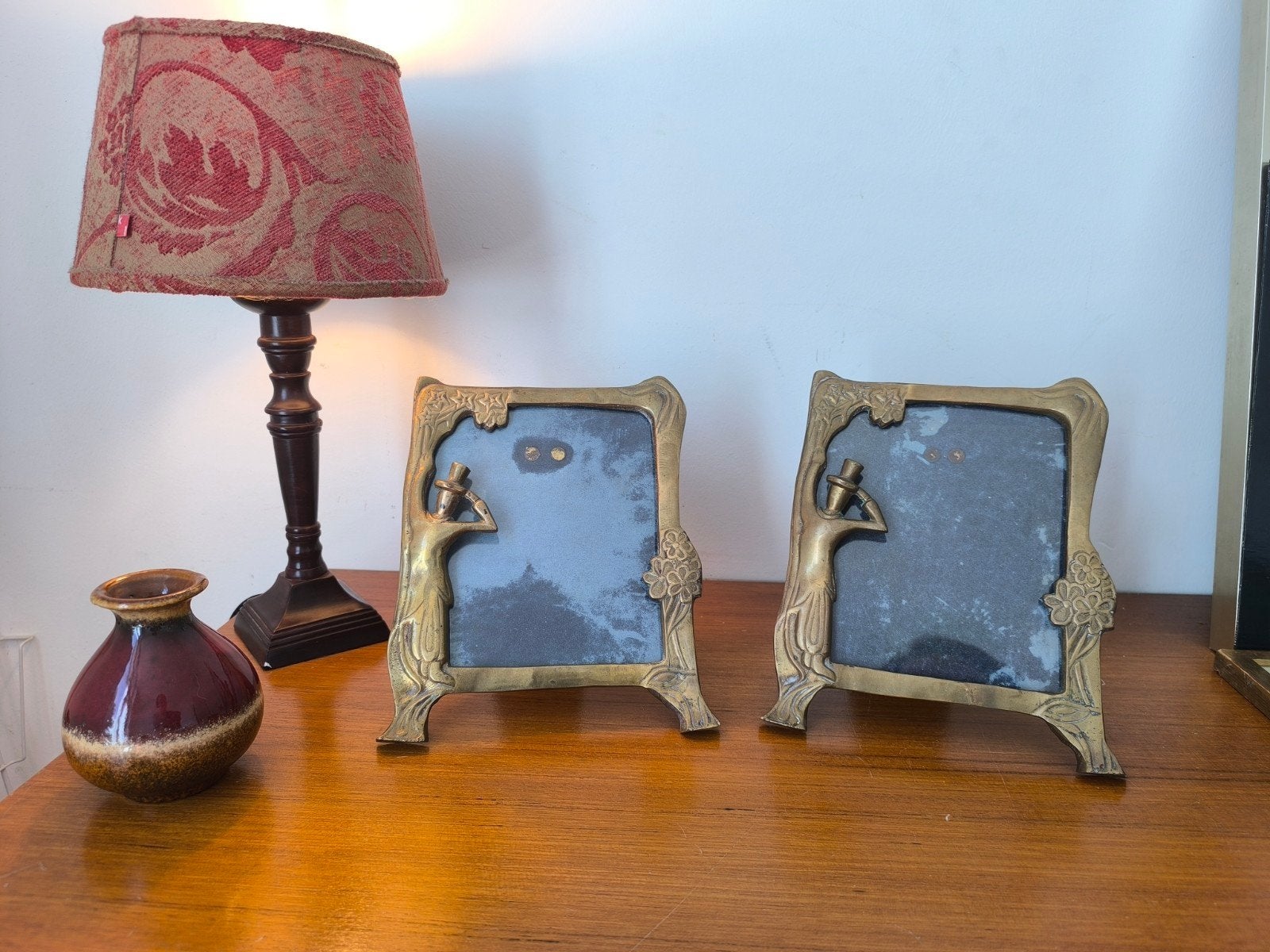 ​Paire de cadres anciens Art Nouveau en bronze / laiton, Enlèvement ou Envoi