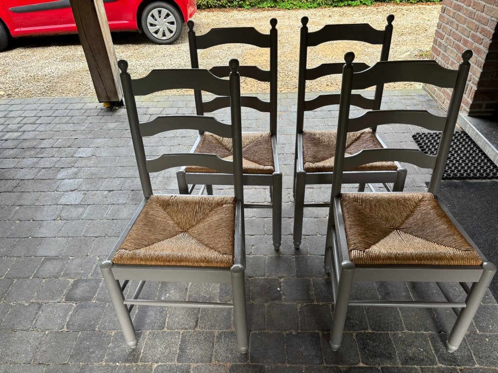 4 eiken stoelen, Huis en Inrichting, Ophalen, Gebruikt, Rustiek, Vier