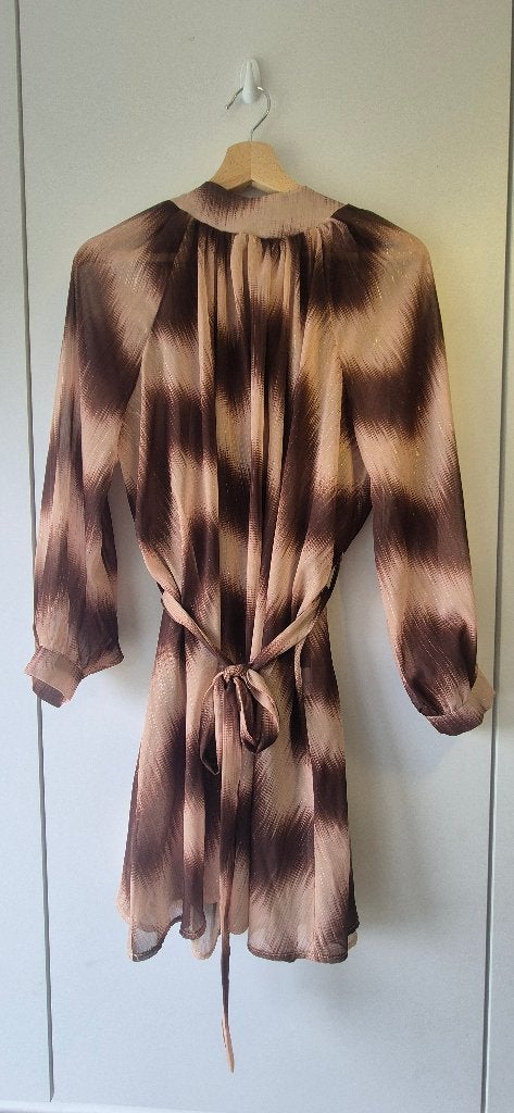 Robe rayée marron Lumina - robe de soirée - TU t/m 42, Taille 42/44 (L), Enlèvement ou Envoi, Au-dessus du genou, Lumina
