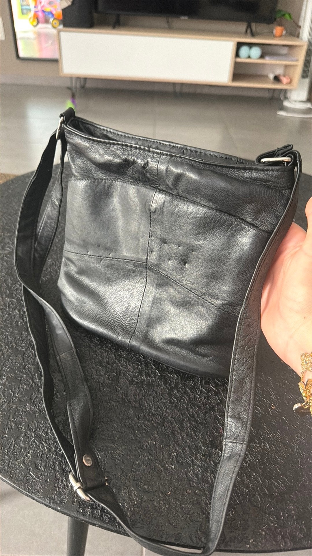Echte leren, zachte schoudertas, Motoren, Accessoires | Koffers en Tassen, Ophalen, Zo goed als nieuw