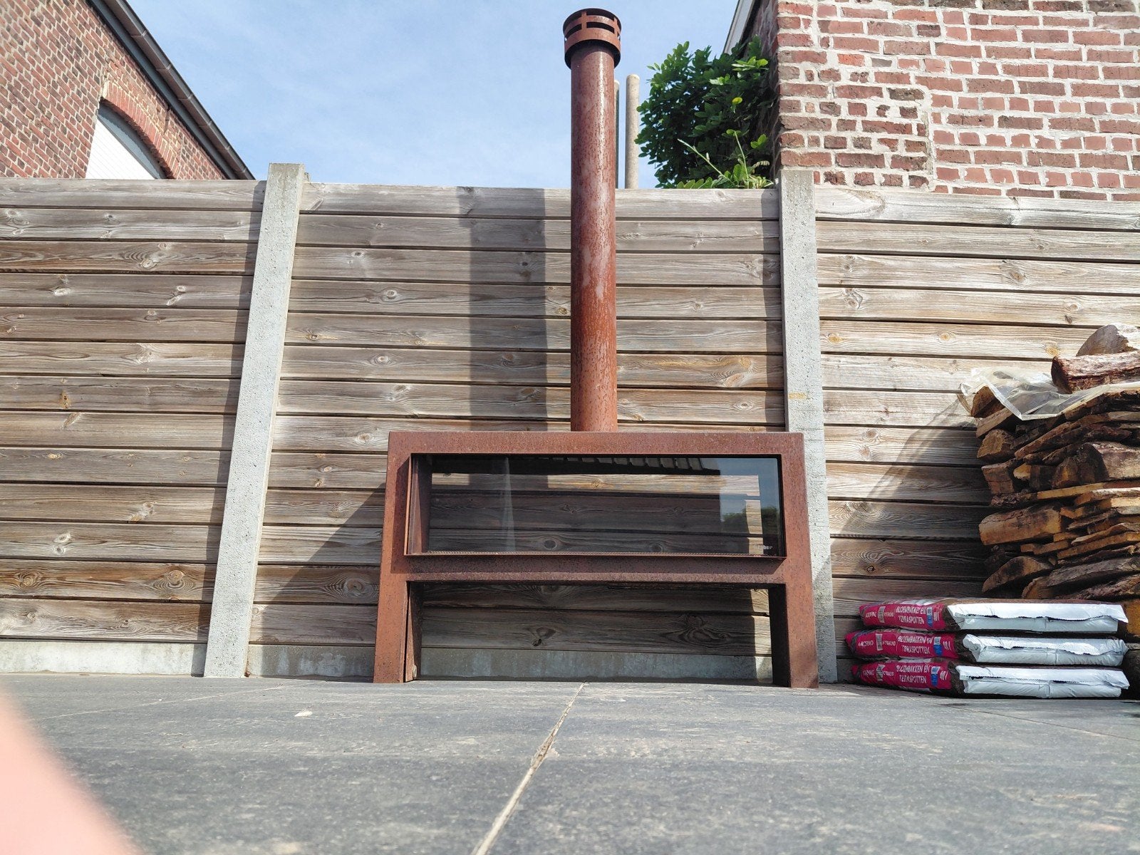 Faber Cortenstaal buitenhaard op hout, Tuin en Terras, Ophalen