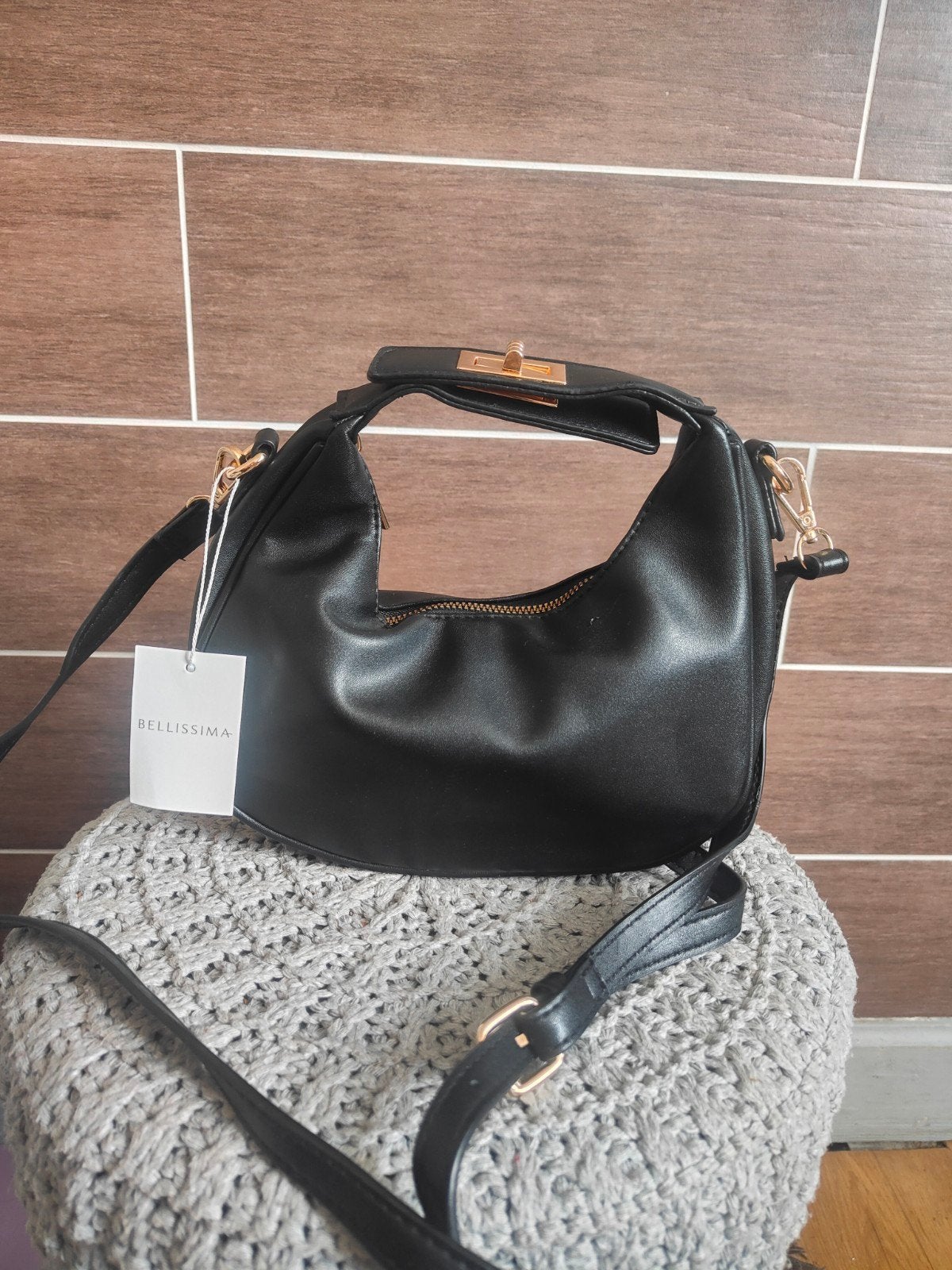 Sac à main noir Bellissima - force croissant / demi lune, Handtassen en Accessoires, Tassen | Damestassen, Nieuw, Handtas, Zwart