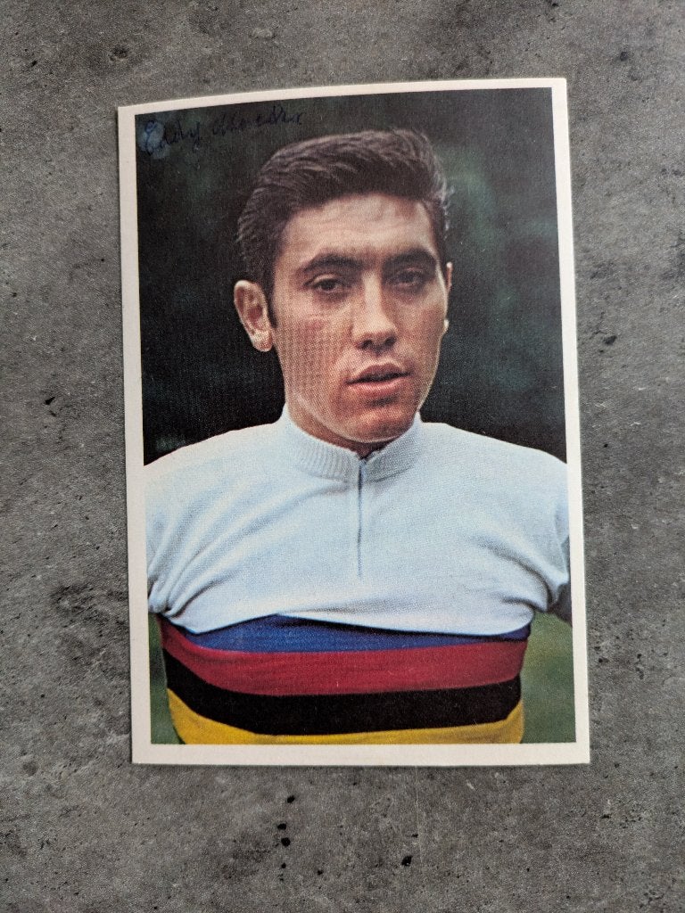 MERCKX EDDY POSTKAART GESIGNEERD IN WK TRUI, Ophalen of Verzenden, Zo goed als nieuw