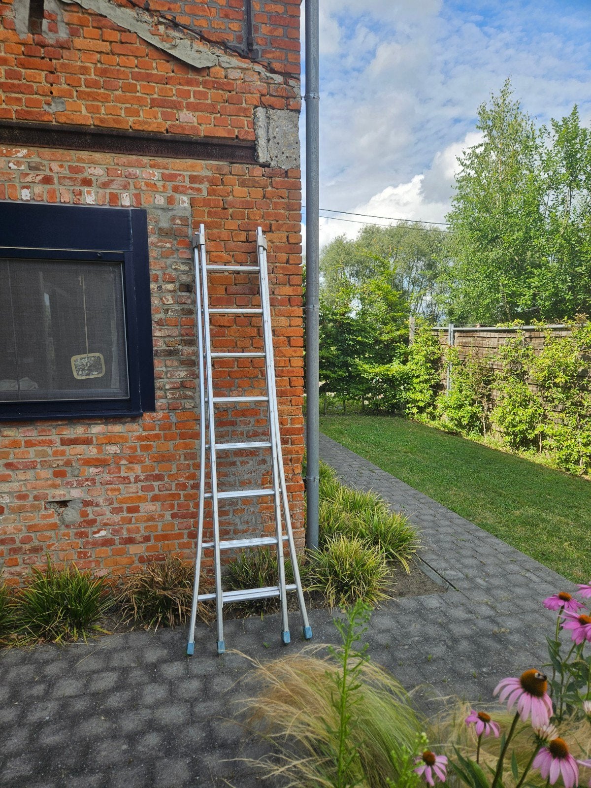 Ladder aluminium 2delig 4m, Doe-het-zelf en Bouw, Ladders en Trappen, Ophalen, Ladder