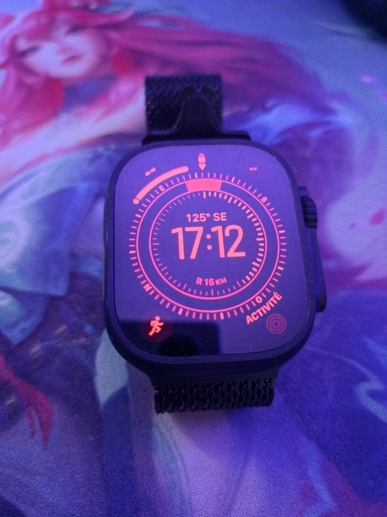 Apple Watch Ultra 3 bracelet milanais noir, Apple Watch, IOS, Comme neuf, Enlèvement