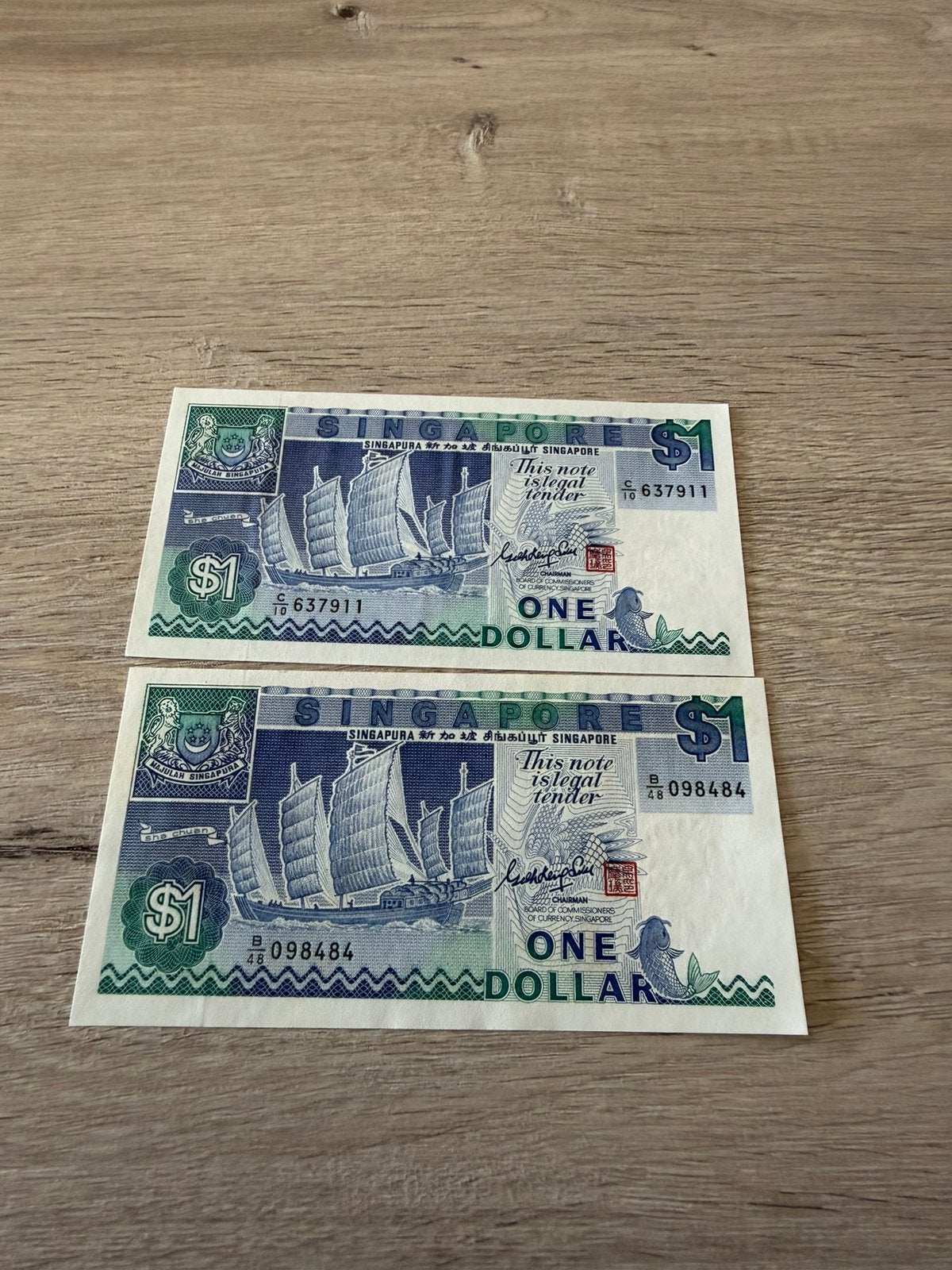 2 fois 1 dollar singapourien UNC !, Enlèvement ou Envoi