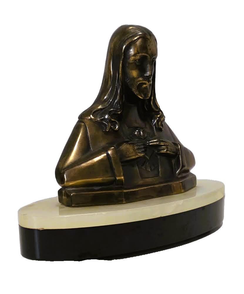 Statue de Jésus sur socle en onyx., Antiquités & Art, Enlèvement ou Envoi