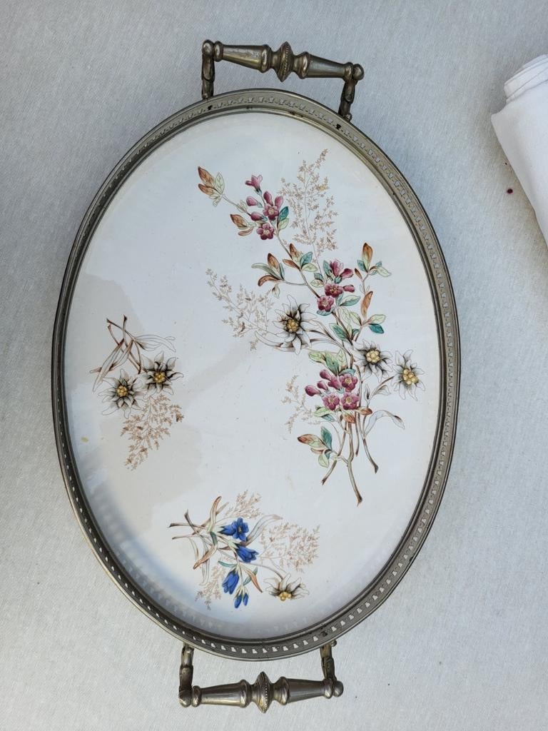 Plateau faience et metal, Antiek en Kunst, Ophalen