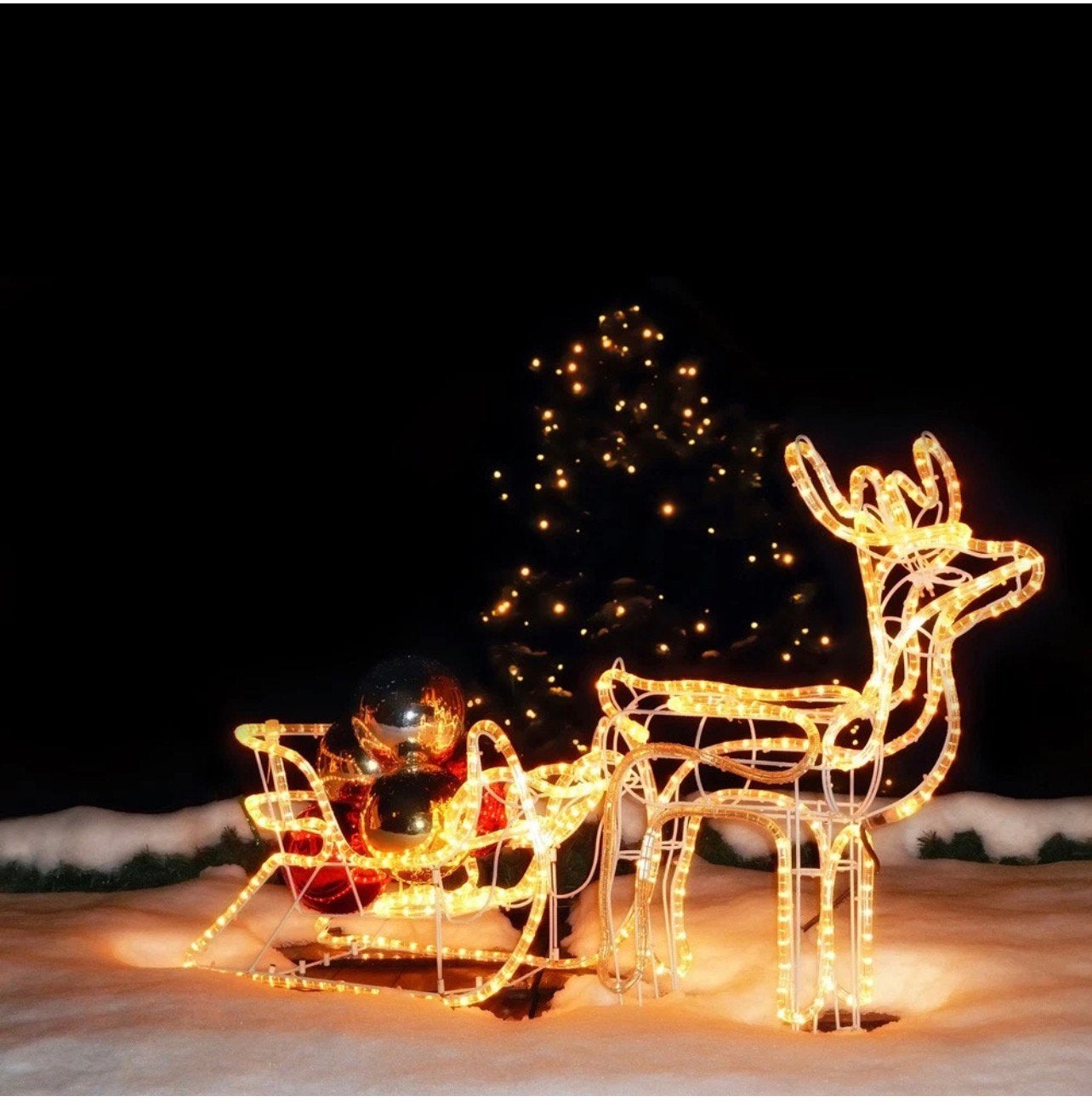 Kerstverlichting rendier met slee, Ophalen