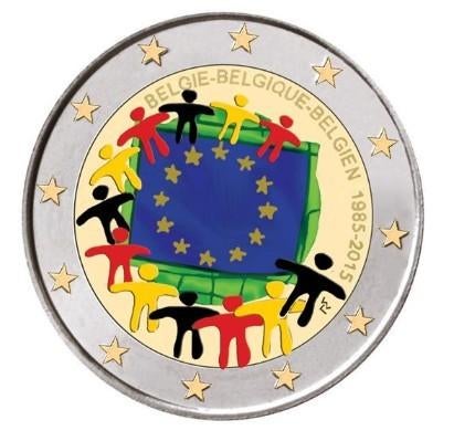 2 euro België 2015 Europese Vlag gekleurd, Ophalen of Verzenden, België, 2 euro