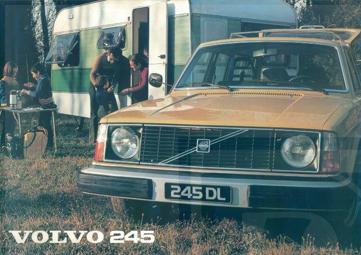 Volvo Poster 245DL geel oranje met caravan reproductie Volvo, Ophalen of Verzenden, Nieuw