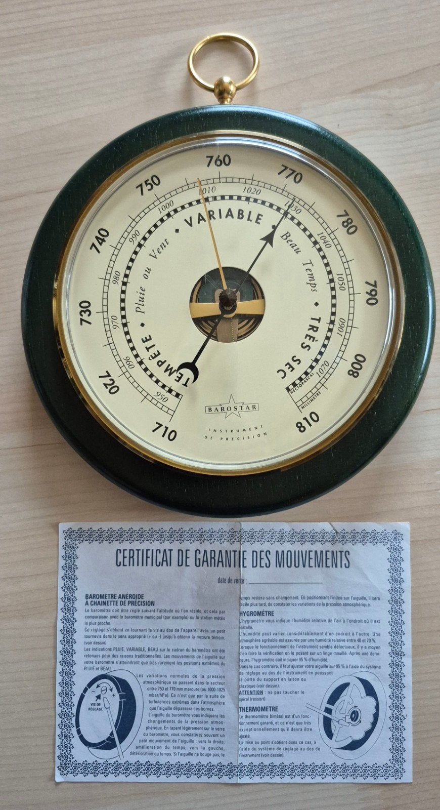 Vintage aneroïde barometer van Barostar (~1970), Audio, Tv en Foto, Weerstations en Barometers, Ophalen of Verzenden, Zo goed als nieuw