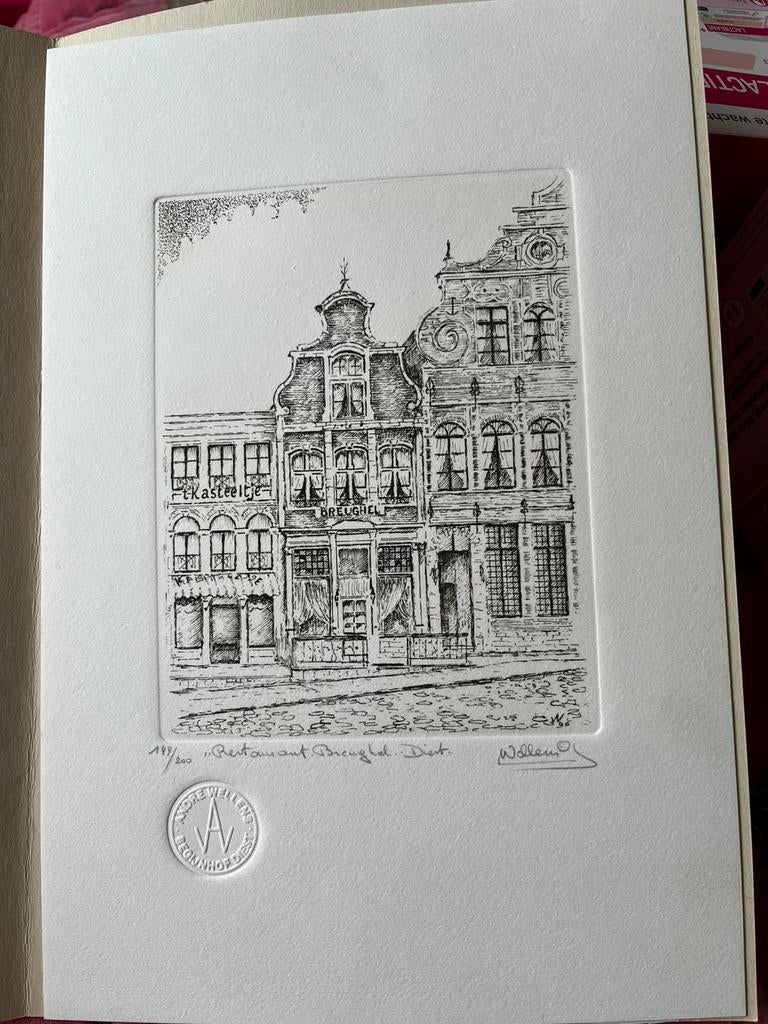 Ets van plaats op de markt can Diest BIEDEN, Antiek en Kunst, Kunst | Etsen en Gravures, Ophalen