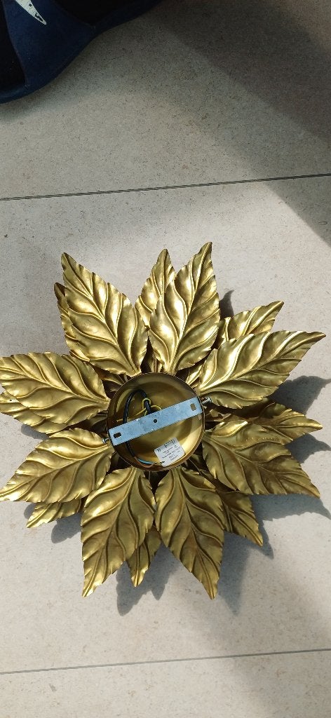 vintage Hollywood Regency plafondlamp, Ophalen, Gebruikt, Metaal, Vervaardigd in de jaren 70
