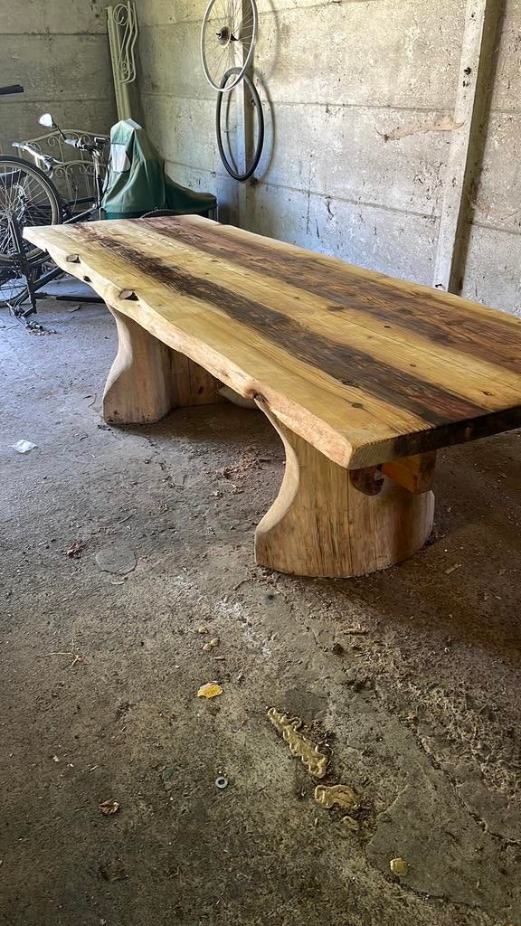 MASSIEVE UNIEK GEMAAKTE EETTAFEL BEUK/ EIK, Ophalen, Handmade wood / handgemaakt hout, Eikenhout, 50 tot 100 cm