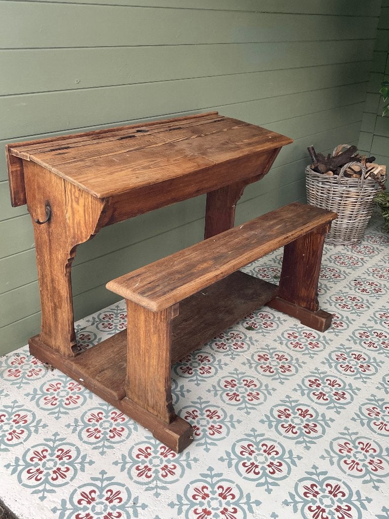 Vintage lessenaar voor 2 kindjes, Enlèvement, Utilisé, Table(s) et Chaise(s)