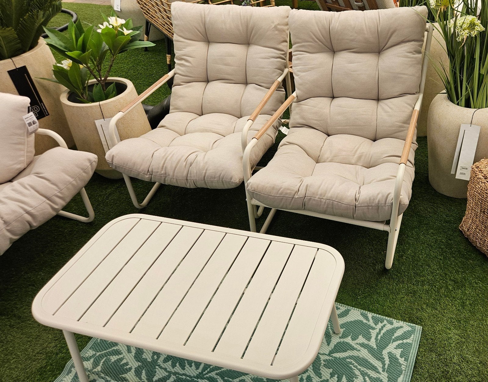 NIEUW Loungeset garden impression 2 x 1-zit + salontafel, Enlèvement, Sets de jardin