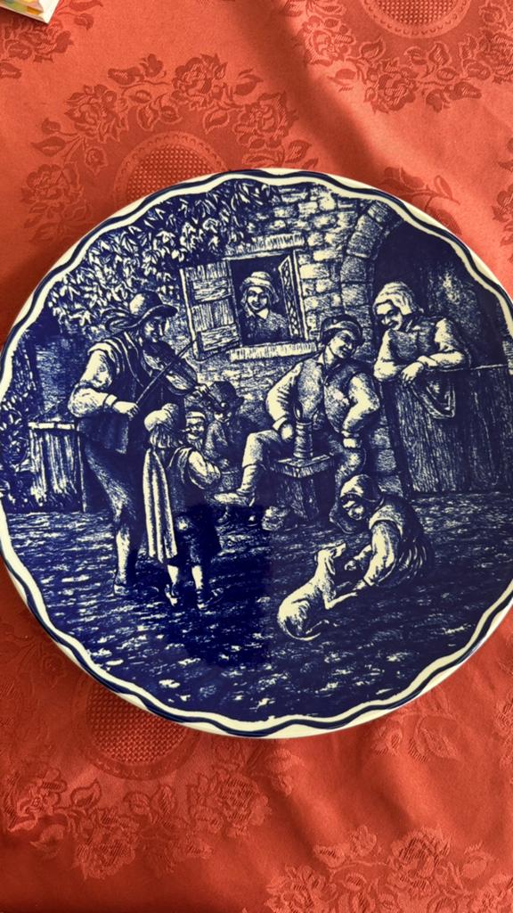 Vintage Boch Frères Delft Wall Plate: Blue Farmhouse Decor, Ophalen