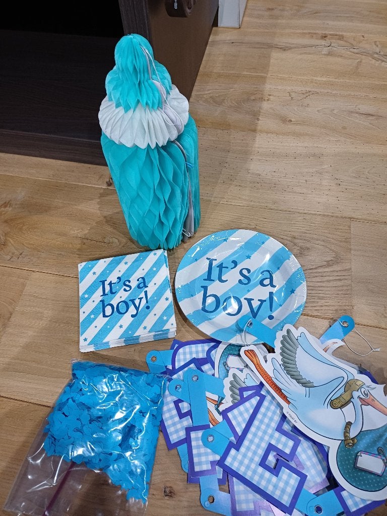 Versiering it's a boy, Hobby en Vrije tijd, Feestartikelen, Ophalen of Verzenden, Gebruikt, Versiering