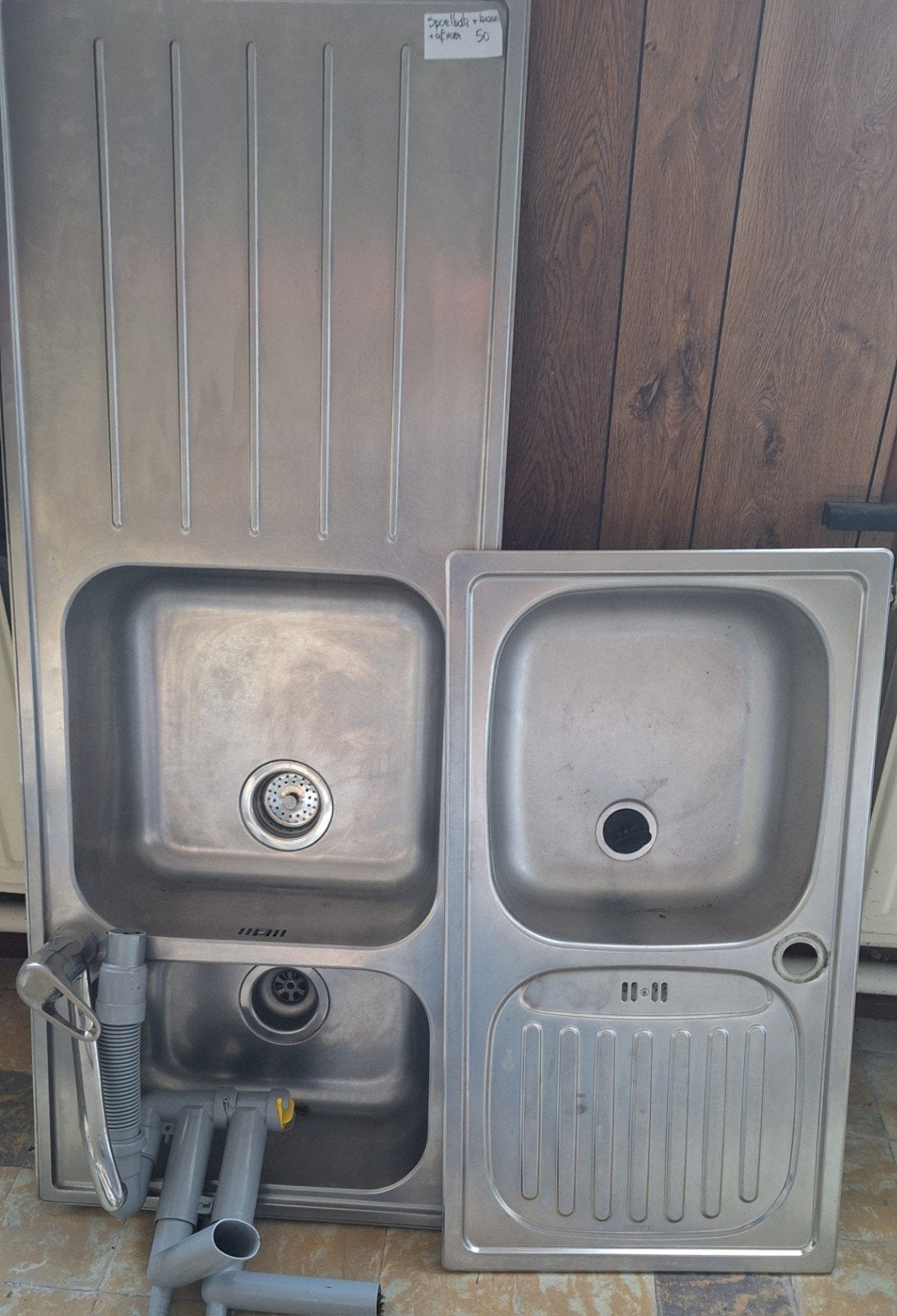 2 inox spoelbakken, Ophalen, Gebruikt