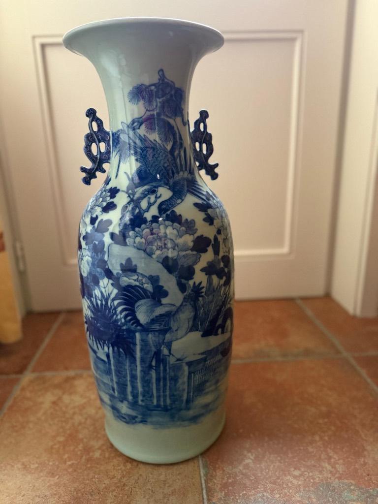 Antieke chinese vaas blauw-wit porselein 19e eeuw, Ophalen