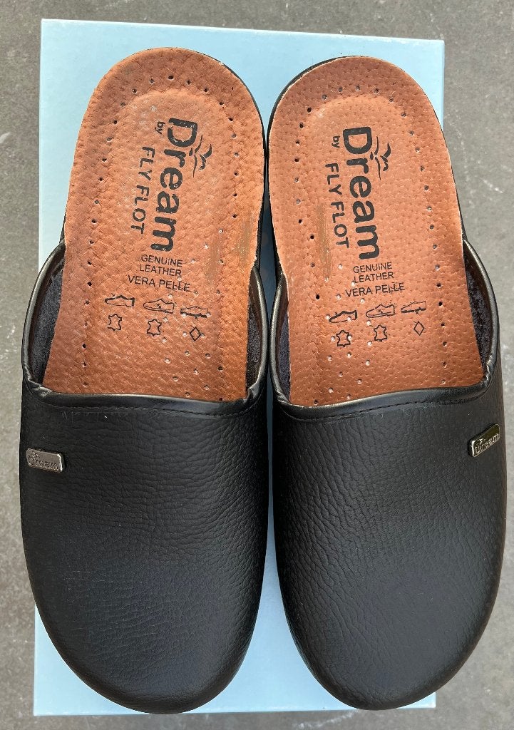 Pantoffels / sloefen, Dream by FLY FLOT, zwart leder, 42, Kleding | Heren, Schoenen, Zwart, Nieuw, Pantoffels of Sloffen, Ophalen