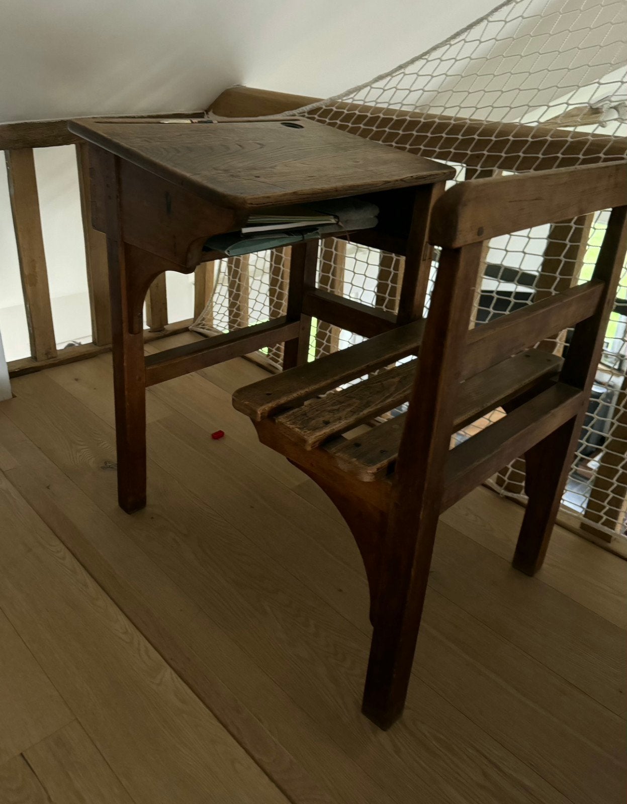Vintage houten schoolbank lessenaar kids tiener studie leren, Ophalen