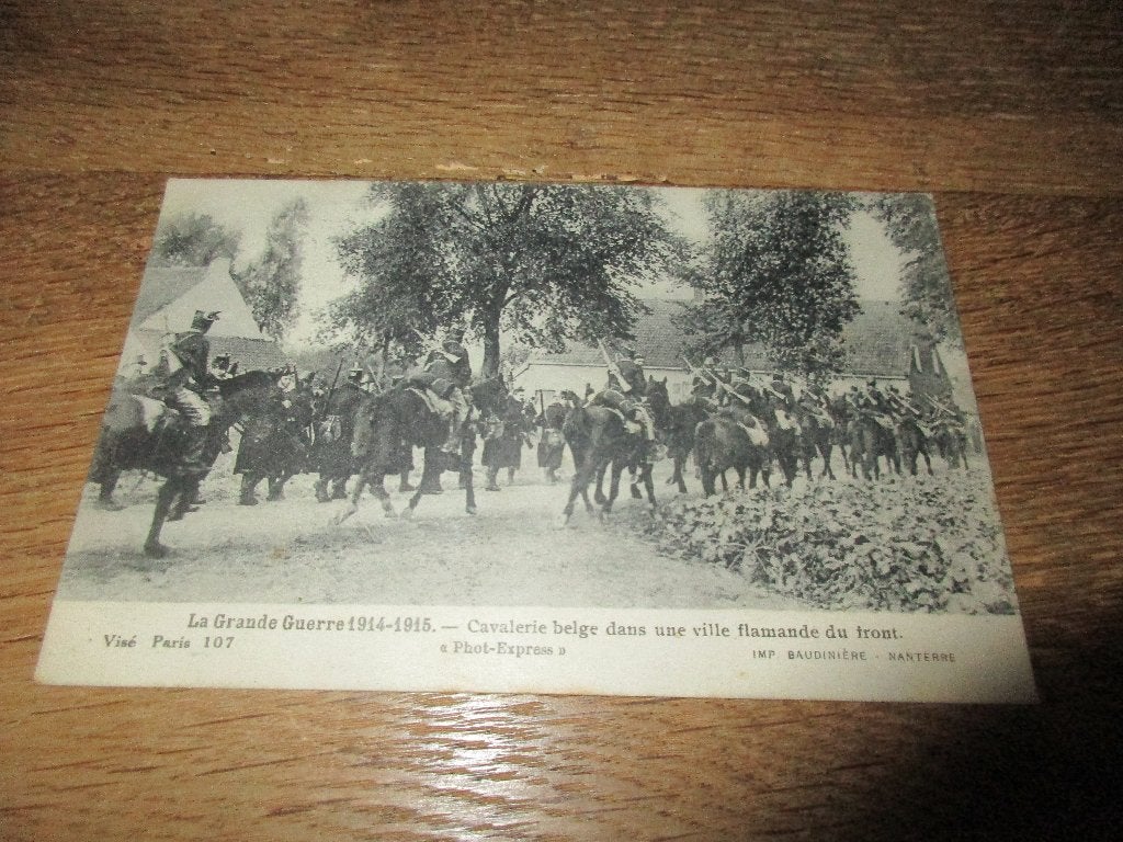 POSTKAART OORLOG 1914-1915 CAVALERIE BELGE VILLE FLAMANDE, Verzenden, Gelopen