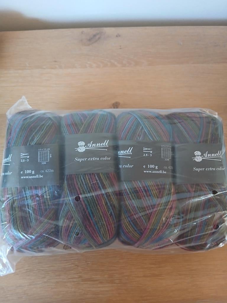 Sokkenwol super extra Annell 4 bollen van 100 gr, Ophalen of Verzenden