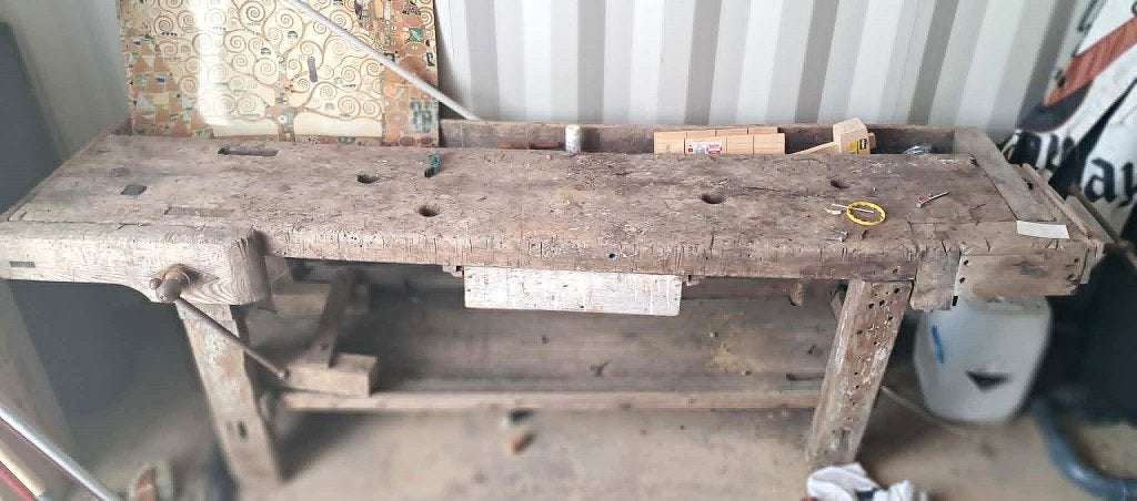 Ancien établi de menuisier en bois massif, Enlèvement, Utilisé, Moins de 70 cm, Étau