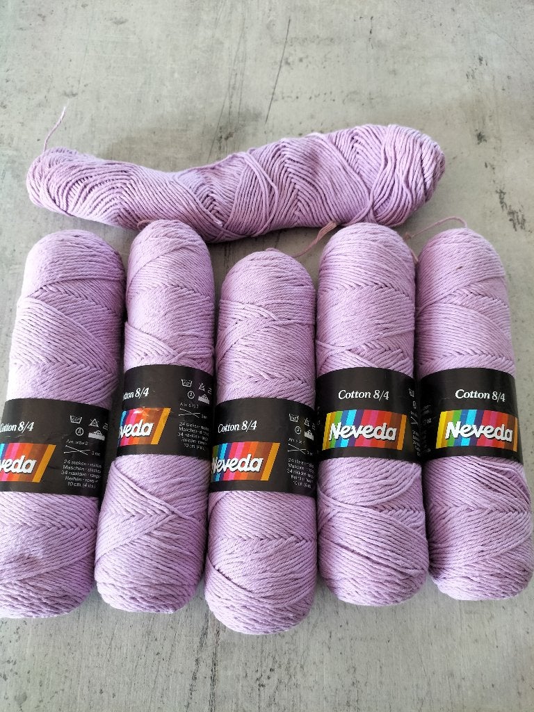 Pelote de laine coton Neveda lilas (5 pelotes + reste) C 7, Enlèvement ou Envoi