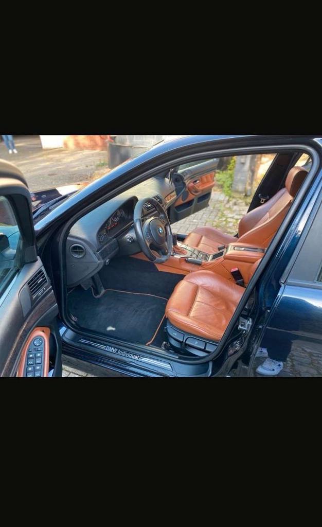 BMW E39 INDIVIDUAL 2003 Carbon Schwarz-Bruin leder-Automaat, Auto's, BMW, Euro 5, Leder, Bruin, 5 deurs