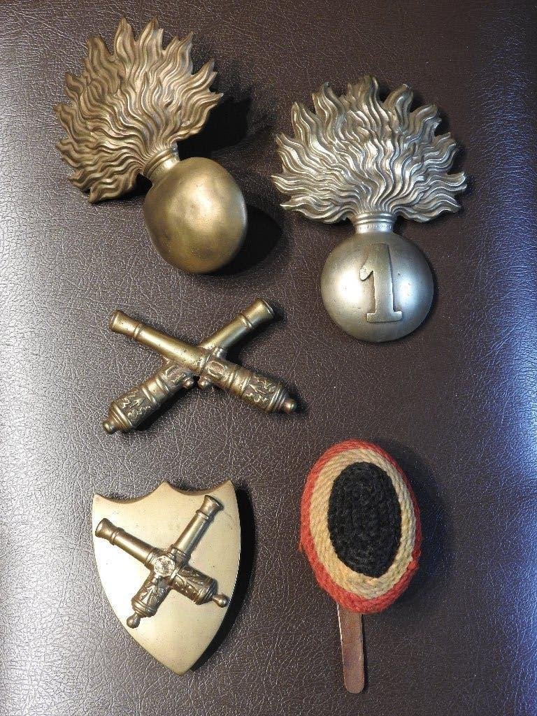 AB Lot ornements originaux d'Officier Artillerie J.B. FONSON, Collections, Enlèvement ou Envoi, Armée de terre, Emblème ou Badge