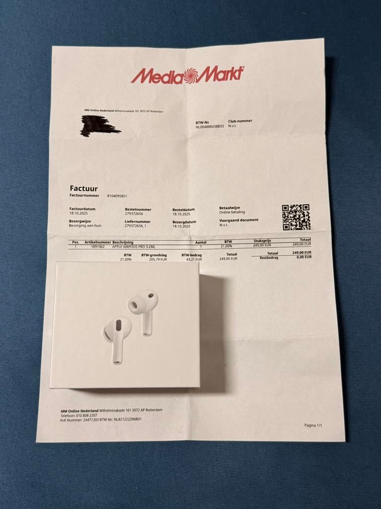 Apple AirPods Pro 3 – Nieuw & Geseald - met factuur, Telecommunicatie, Nieuw, Ophalen of Verzenden, Apple, In oorschelp (earbud)