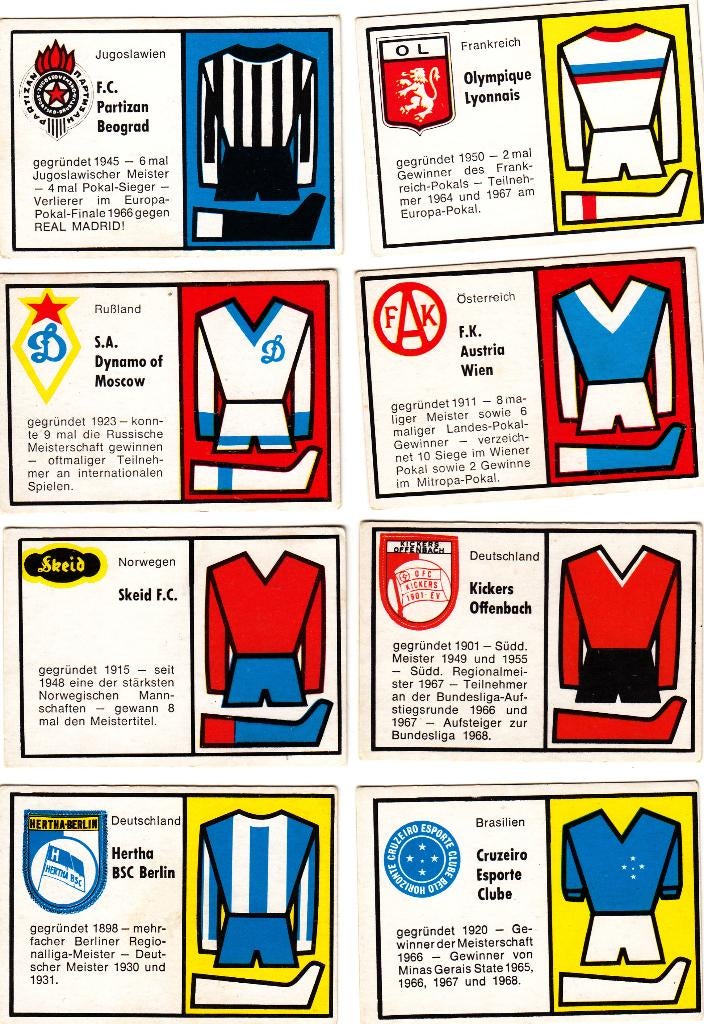 8 Chromos 1970 German Bauer Weltfussball, Envoi, Utilisé, Plusieurs images